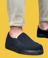 Shoecide Sbo0339 Bağcıksız Slip-on Kadife Siyah Siyah Taban Günlük Erkek Ayakkabı