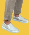 Shoecide Sbo0339 Bağcıksız Slip-on Keten Krem Beyaz Taban Günlük Erkek Ayakkabı