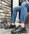 Shoecide Sbo0344 İçi Dışı Hakiki Deri Rahat Taban Siyah Sneakers Casual Erkek Ayakkabı