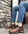 Shoecide Sbo0345 Hakiki Deri Rahat Taban Ayarlanabilir Lastik Bağcıklı Desenli Taba Casual Erkek Ayakkabı