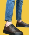Shoecide Sbo0347 İçi Dışı Hakiki Deri Çift Bantlı Kahverengi Casual Erkek Ayakkabı