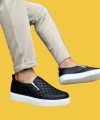 Shoecide Sbo0353 Bağcıksız slip-on Kapitone Siyah Beyaz Taban Günlük Erkek Ayakkabı