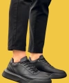 Shoecide Sbo0354 Günlük Bağcıklı Erkek Siyah Yüksek Taban Spor Ayakkabı