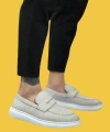 Shoecide Sbo0355 Bağcıksız Keten Gri Klasik Corcik Erkek Ayakkabı