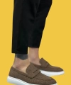 Shoecide Sbo0355 Bağcıksız Keten Kahverengi Klasik Corcik Erkek Ayakkabı