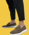 Shoecide Sbo0355 Bağcıksız Keten Kahverengi Klasik Corcik Erkek Ayakkabı