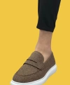 Shoecide Sbo0355 Bağcıksız Keten Kahverengi Klasik Corcik Erkek Ayakkabı