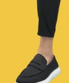 Shoecide Sbo0355 Bağcıksız Keten Siyah Klasik Corcik Erkek Ayakkabı