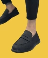 Shoecide Sbo0355 Bağcıksız Keten Siyah Taban Klasik Corcik Erkek Ayakkabı