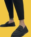 Shoecide Sbo0355 Bağcıksız Keten Siyah Taban Klasik Corcik Erkek Ayakkabı