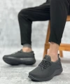 Shoecide Sbo0356 Özel Örme Triko Tarz Rahat Fuspetli Gri Spor Ayakkabı