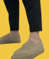 Shoecide Sbo0359 Doğal Deri Tozu Bağcıksız Kauçuk El Yapımı Espadril Taban Krem Renk Erkek Ayakkabı
