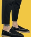 Shoecide Sbo0359 Doğal Deri Tozu Bağcıksız Kauçuk El Yapımı Espadril Taban Siyah Renk Erkek Ayakkabı