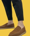 Shoecide Sbo0359 Doğal Deri Tozu Bağcıksız Kauçuk El Yapımı Espadril Taban Taba Renk Erkek Ayakkabı