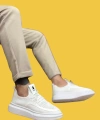 Shoecide Sbo0375 Bağcıklı Özel Örme Triko Tarz Beyaz Rahat Taban Erkek Spor Ayakkabı