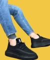 Shoecide Sbo0375 Özel Örme Triko Tarz Siyah Renk Siyah Taban Spor Ayakkabı