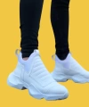 Shoecide Sbo0401 Bağcıksız Rahat Kalın Taban Beyaz Erkek Spor Yarım Bilek Bot