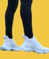 Shoecide Sbo0401 Bağcıksız Rahat Kalın Taban Beyaz Erkek Spor Yarım Bilek Bot
