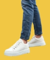 Shoecide Sbo0505 Çengel Bağcıklı Tırtıklı Taban Beyaz Renk Yüksek Tabanlı Günlük Ayakkabı