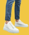 Shoecide Sbo0505 Çengel Bağcıklı Tırtıklı Taban Beyaz Renk Yüksek Tabanlı Günlük Ayakkabı