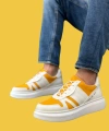 Shoecide Sbo0548 Kalın Yüksek Beyaz Hardal Beyaz Taban Bağcıklı Spor Erkek Ayakkabı