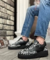 Shoecide Sbo0802 Boa Gotik Desenli Siyah Yüksek Taban Erkek Günlük Ayakkabı