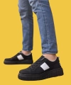 Shoecide Sbo0804 Bağcıklı Yüksek Siyah Taban Beyaz Şerit Detaylı Erkek Ayakkabı