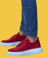 Shoecide Sbo0812 Özel Örme Triko Tarz Kırmızı Beyaz Renk Spor Ayakkabı
