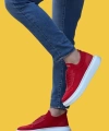 Shoecide Sbo0812 Özel Örme Triko Tarz Kırmızı Beyaz Renk Spor Ayakkabı