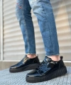 Shoecide Sbo8104 Boa Yüksek Taban Rugan Siyah Bağcıklı Erkek Ayakkabı