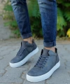 Shoecide Sho004 Bağcıklı Yüksek Taban Cbt Hıde Erkek Ayakkabı Antrasıt