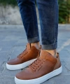 Shoecide Sho004 Bağcıklı Yüksek Taban Cbt Hıde Erkek Ayakkabı Taba