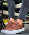 Shoecide Sho015 Bağcıklı Yüksek Taban Delikli Desen Cbt First Edition Erkek Ayakkabı Taba