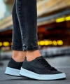 Shoecide Sho043 Bağcıklı Delikli Desen Yüksek Taban Cbt Cowien Erkek Ayakkabi Sıyah