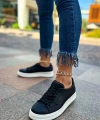 Shoecide Sho043 Bağcıklı Delikli Desen Yüksek Taban Cbt Cowien Kadın Ayakkabi Sıyah