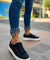 Shoecide Sho043 Bağcıklı Delikli Desen Yüksek Taban Cbt Cowien Kadın Ayakkabi Sıyah
