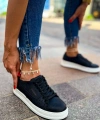 Shoecide Sho043 Bağcıklı Delikli Desen Yüksek Taban Cbt Cowien Kadın Ayakkabi Sıyah
