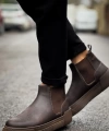 Shoecide Sho069 Bağcıksız Lastikli Chelsea Crt Harmany Erkek Bot Kahve