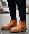 Shoecide Sho069 Bağcıksız Lastikli Chelsea Crt Harmany Erkek Bot Taba