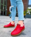 Shoecide Sho157 Bağcıklı Rahat Taban Ckt Retro Erkek Ayakkabı Kırmızı