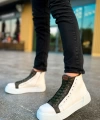 Shoecide Sho167 Bağcıklı Yüksek Taban Gbt Blazer Erkek Spor Bot Beyaz / Hakı