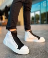 Shoecide Sho167 Bağcıklı Yüksek Taban Gbt Blazer Erkek Spor Bot Beyaz/sıyah