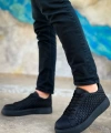 Shoecide Sho203 Bağcıklı Özel Tasarım Ost Maglieria Erkek Ayakkabı Sıyah