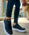 Shoecide Sho209 Bağcıklı Yüksek Taban Özel Tasarım Obt Vimini Erkek Ayakkabı Sıyah