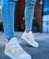 Shoecide Sho219 Bağcıklı Yüksek Taban Özel Tasarım Cbt Laser Erkek Ayakkabı Beyaz