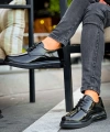 Shoecide Sho2403 Bağcıklı Rahat Yüksek Taban Rugan Rst Erkek Ayakkabı Sıyah