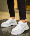 Shoecide Sho2404 Bağcıklı Yüksek Taban Cbt Castle Erkek Ayakkabı Loafer Beyaz