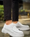 Shoecide Sho2404 Bağcıklı Yüksek Taban Cbt Castle Erkek Ayakkabı Loafer Beyaz