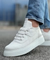 Shoecide Sho2425 Bağcıklı Yüksek Taban Tbt Erkek Ayakkabı Beyaz