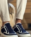 Shoecide Sho2505 - Keten Erkek Ayakkabı Lacivert Beyaz